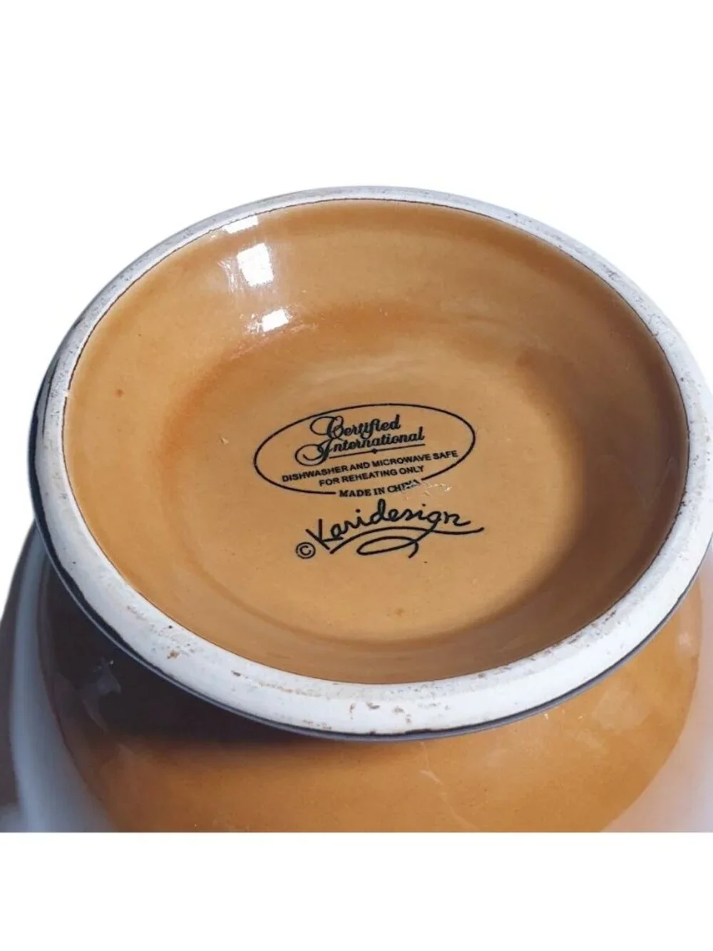 Certified International Karidesign Pedestal Bowl Scalloped Rim Vintage Ceramic